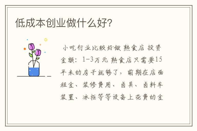 低成本创业做什么好？