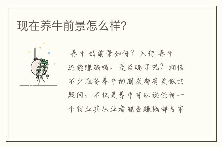 现在养牛前景怎么样？