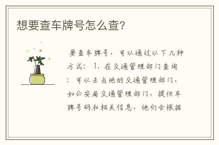 想要查车牌号怎么查?