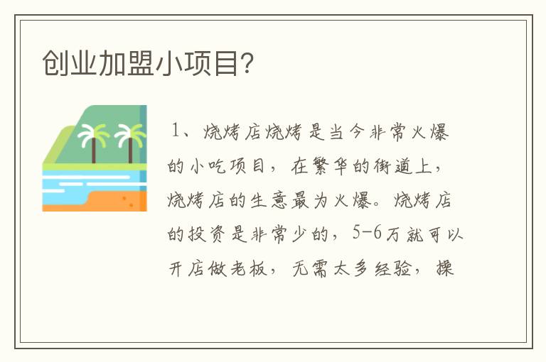 创业加盟小项目？