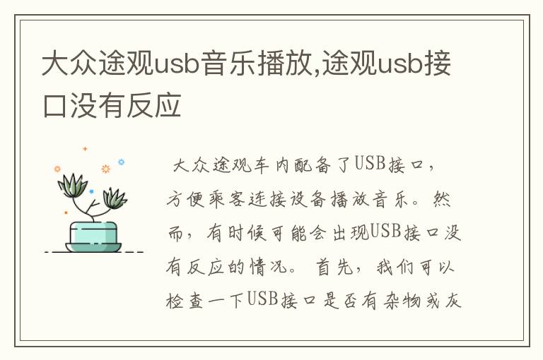 大众途观usb音乐播放,途观usb接口没有反应