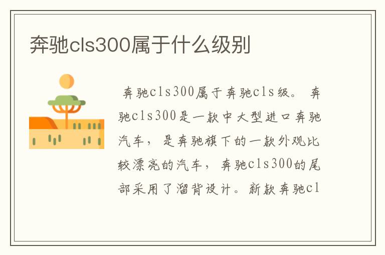 奔驰cls300属于什么级别