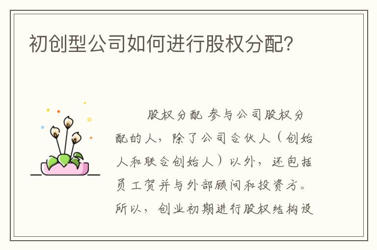 初创型公司如何进行股权分配？