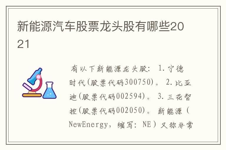 新能源汽车股票龙头股有哪些2021