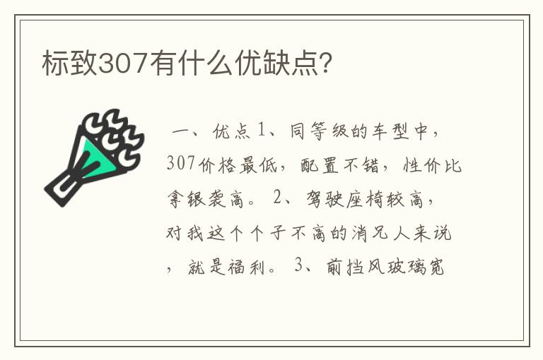 标致307有什么优缺点？