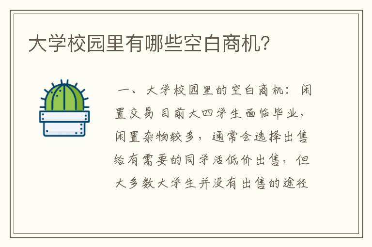 大学校园里有哪些空白商机？