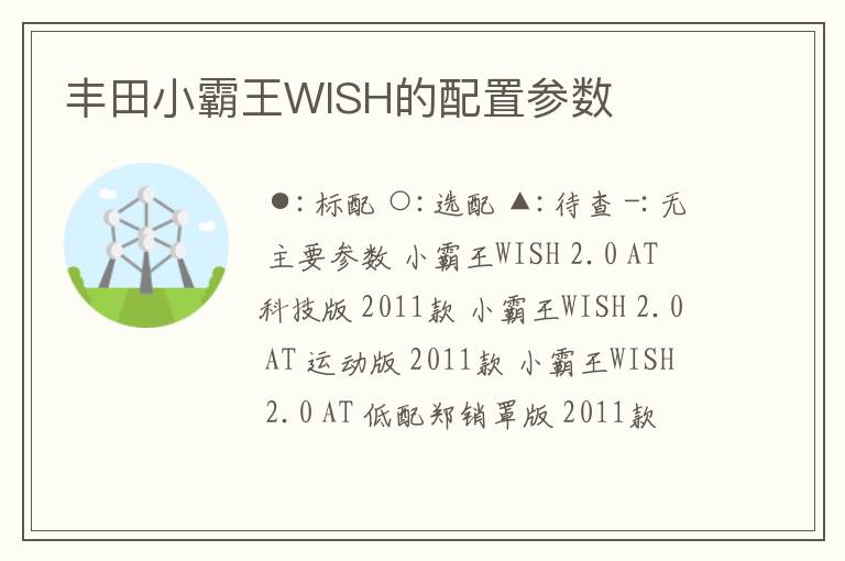 丰田小霸王WISH的配置参数