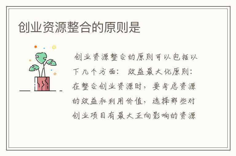 创业资源整合的原则是