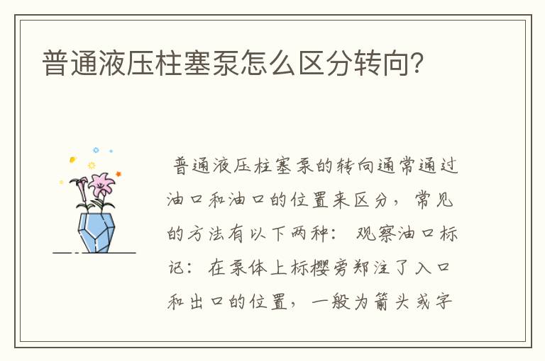 普通液压柱塞泵怎么区分转向？