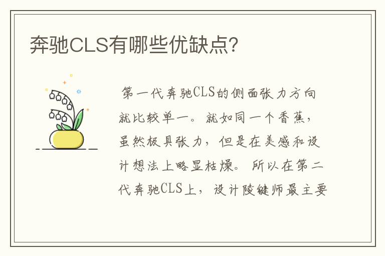 奔驰CLS有哪些优缺点？