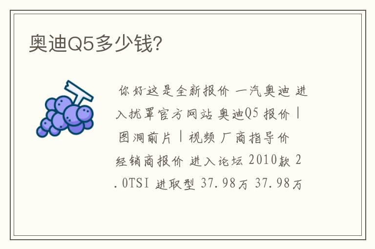 奥迪Q5多少钱？