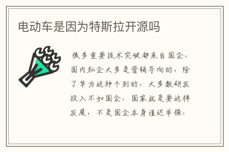 电动车是因为特斯拉开源吗