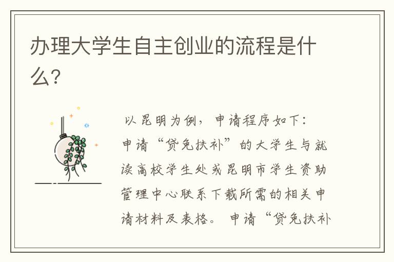 办理大学生自主创业的流程是什么?