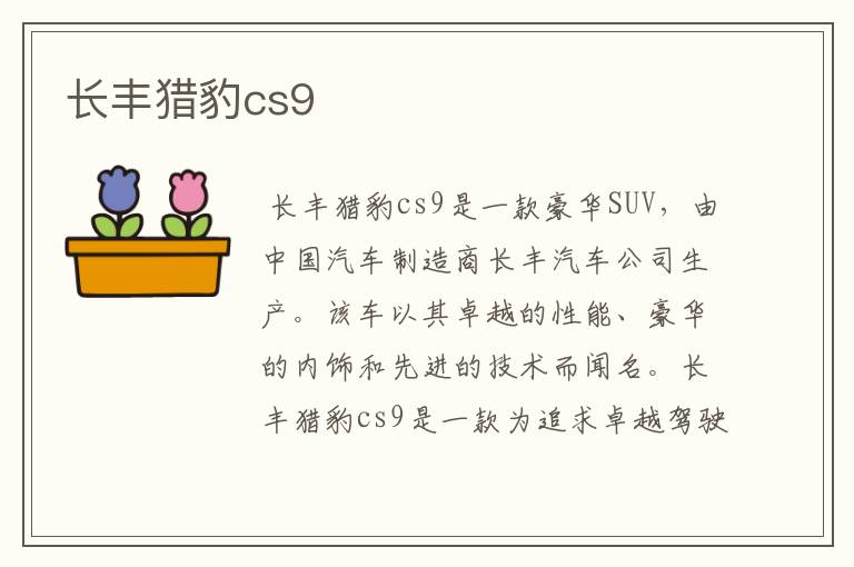 长丰猎豹cs9