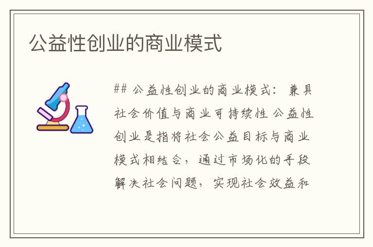 公益性创业的商业模式