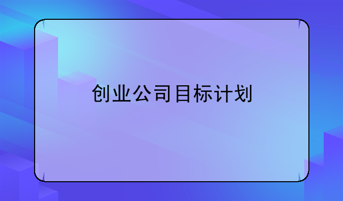 创业公司目标计划