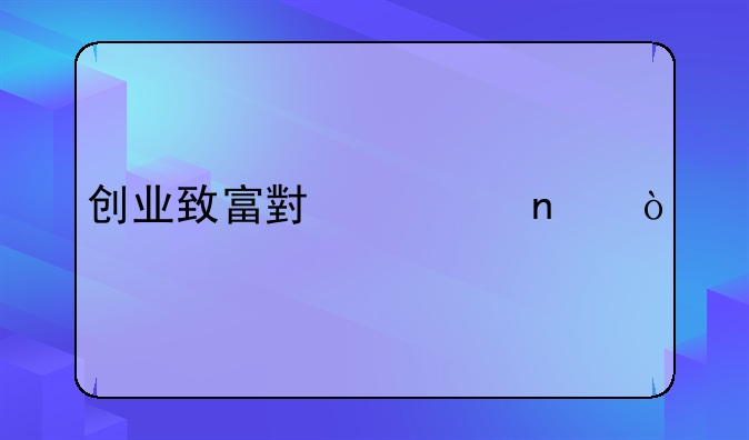 创业致富小项目？