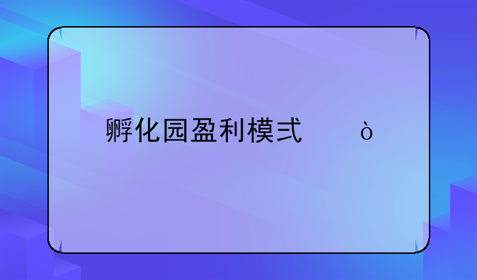 孵化园盈利模式？