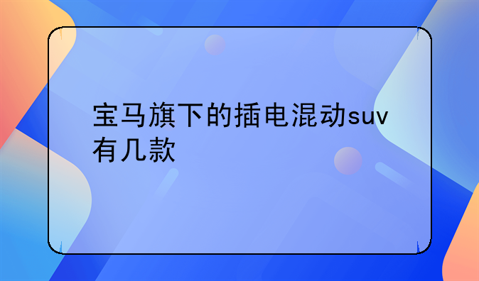 宝马旗下的插电混动suv有几款