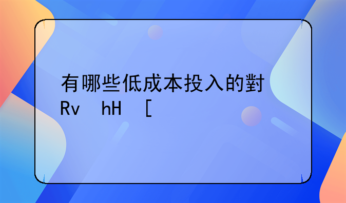 有哪些低成本投入的小生意？