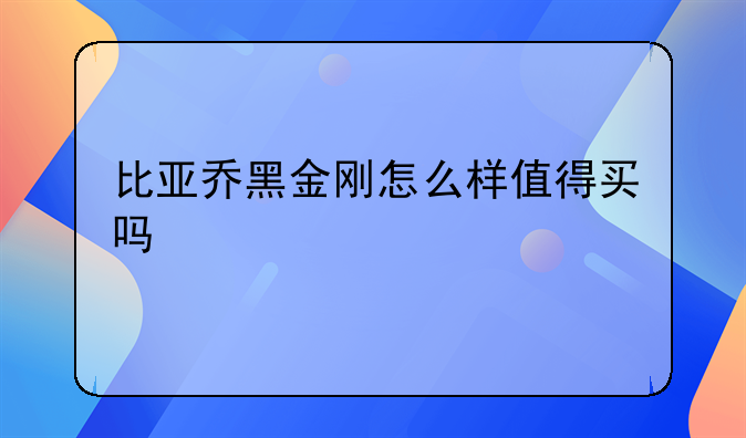 比亚乔黑金刚怎么样值得买吗