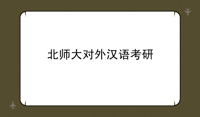 北师大对外汉语考研