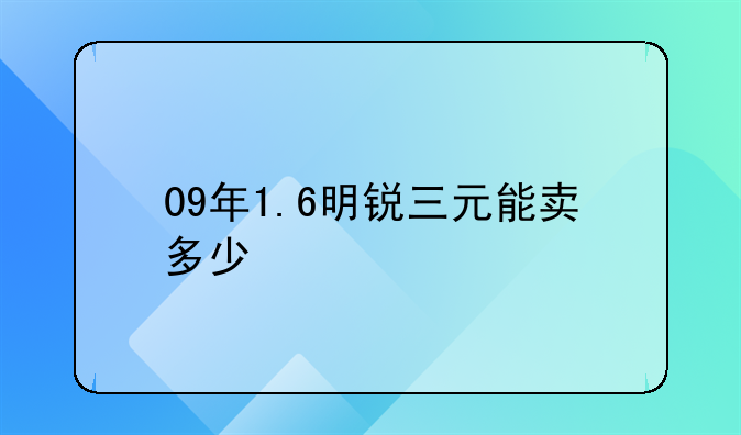 09年1.6明锐三元能卖多少