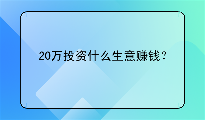 20万投资什么生意赚钱？