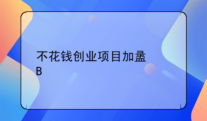 不花钱创业项目加盟代理