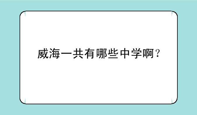 威海一共有哪些中学啊？