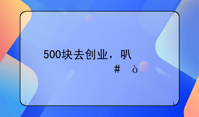 500块去创业，可以干什么？