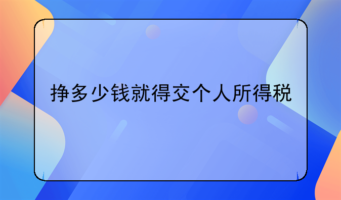 挣多少钱就得交个人所得税