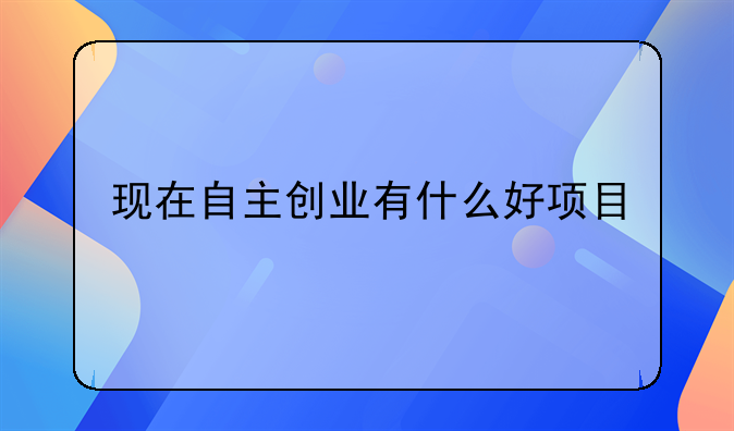 现在自主创业有什么好项目