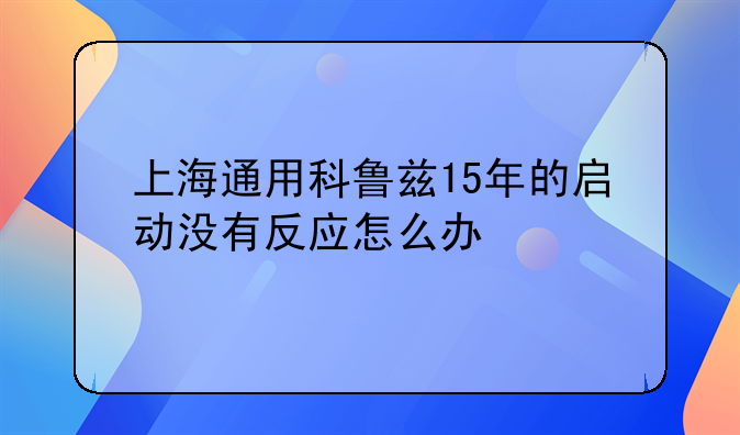 上海通用科鲁兹15年的启动没有反应怎么办