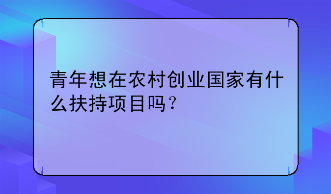 青年想在农村创业国家有什么扶持项目吗？