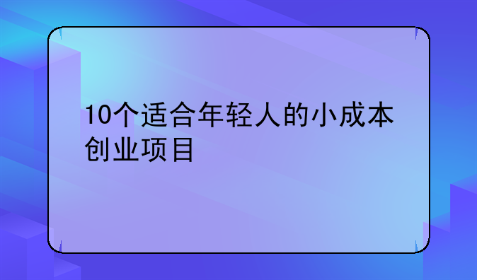 10个适合年轻人的小成本创业项目