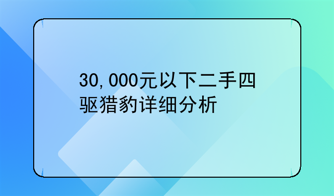 30,000元以下二手四驱猎豹详细分析