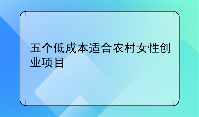 五个低成本适合农村女性创业项目