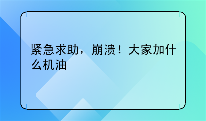 紧急求助，崩溃！大家加什么机油