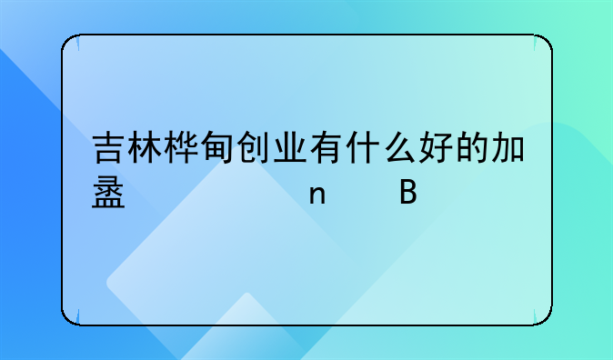 吉林桦甸创业有什么好的加盟项目吗