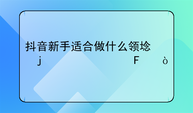 抖音新手适合做什么领域的内容呢？