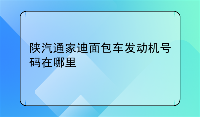 陕汽通家迪面包车发动机号码在哪里