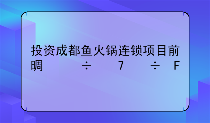 投资成都鱼火锅连锁项目前景好不好呢