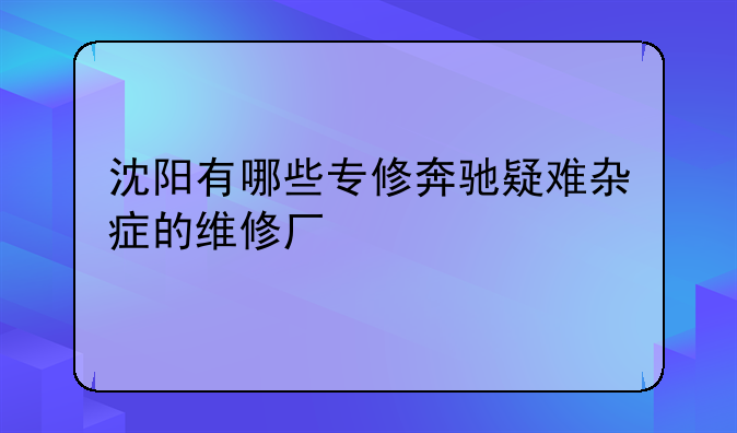 沈阳有哪些专修奔驰疑难杂症的维修厂