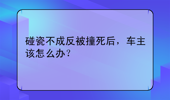 碰瓷不成反被撞死后，车主该怎么办？