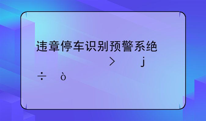 违章停车识别预警系统那个公司的好？