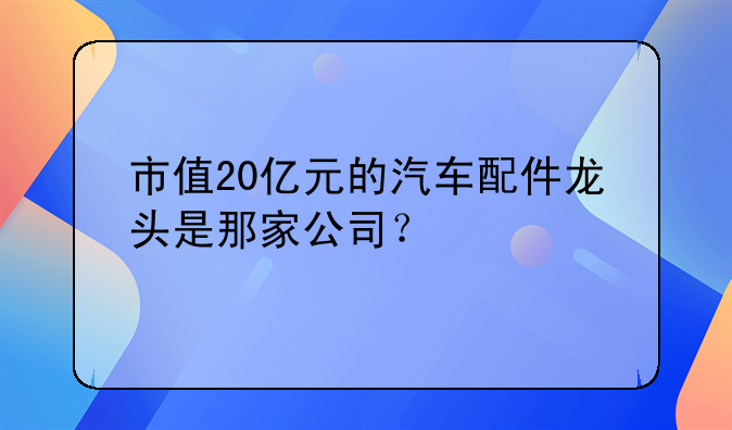 市值20亿元的汽车配件龙头是那家公司？