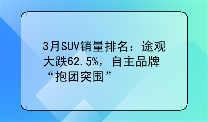 3月SUV销量排名：途观大跌62.5%，自主品牌“抱团突围”