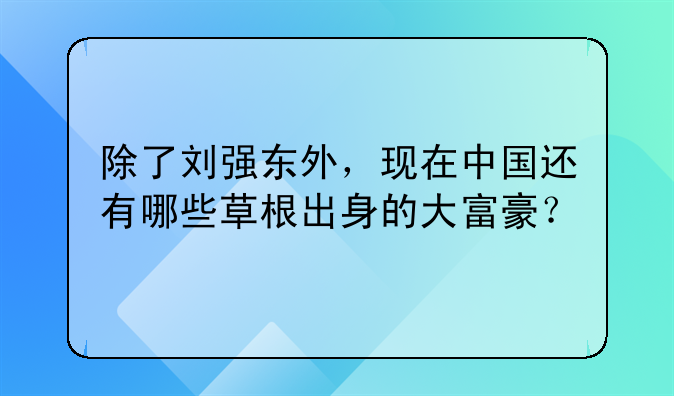 除了刘强东外，现在中国还有哪些草根出身的大富豪？