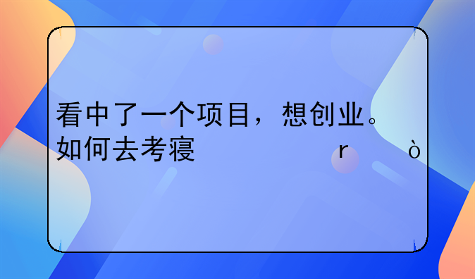 看中了一个项目，想创业。如何去考察市场？